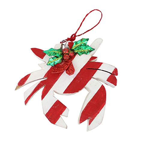 Beachcombers Wood Red with White Crab Ornament