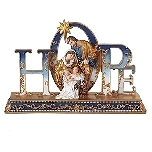 Roman 633332 Hope Holy Family in Blue and Gold Scene, 6.25-inch Height, Polyresin