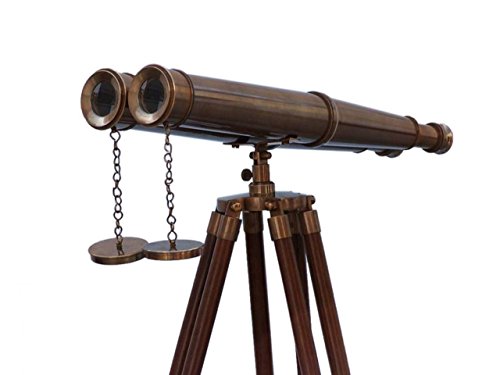 Hampton Iron Floor Standing Admirals Antique Brass 62"-Vintage Nautical Decoration Binoculars