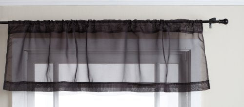 Belle Maison Stylemaster Elegance Sheer Voile, 60" X 14" | Straight Valance, Onyx