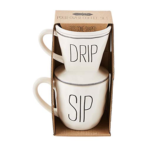 Mud Pie POUR BISTRO MUG SET, 16 oz, Pour Over