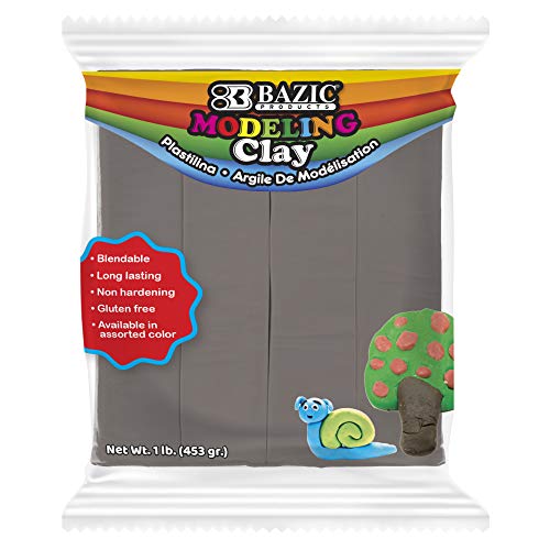 BAZIC Modeling Clay Gray Color 1 LB, Light Dough Art Craft, Non Toxic Gift for Artist Kids Toddler Boys Girls, Bulk for Classroom, 24-Packs