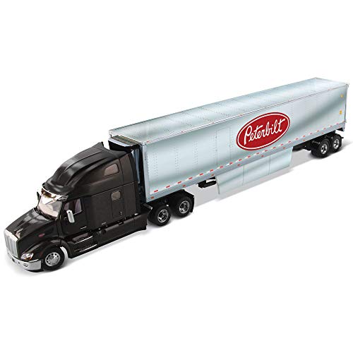 1:50 Peterbilt 579 UltraLoft Day Cab SBFA with 53' Chromed Refer with Peterbilt Logo - Legendary Black - Diecast Masters - 71071 Transport Series