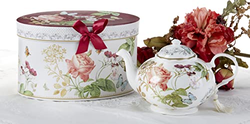 Delton Porcelain Tea Pot, Burg Peony