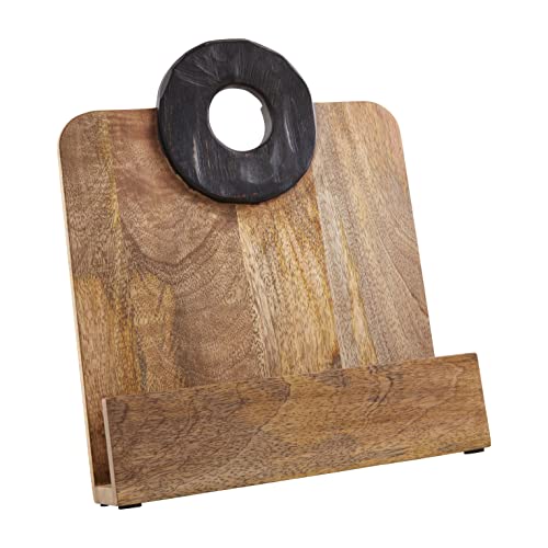 Mud Pie Two Tone Wood Cookbook Holder, 13" x 11", BROWN