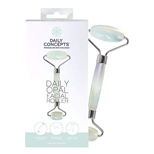 Daily Facial Roller - Daily Concepts -Two Stone Heads, Small Stone For Under Eye Area ~ Large Stone For Entire Face - Jade - Rose Quartz - Obsidian - Amethyst - Opal (Opal)