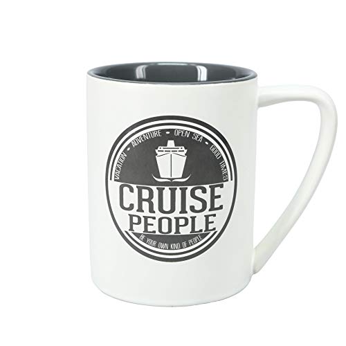Pavilion Gift Company Cruise People Large 18 Oz Double-Sided Coffee Cup Mug, Beige