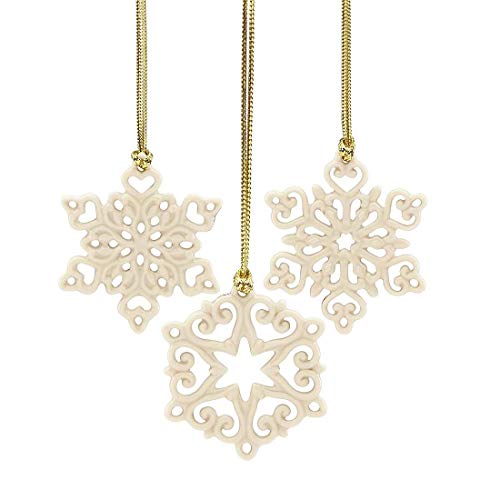Lenox Mini Snowflake 3-Piece Ornament Set, 0.15 LB, Ivory