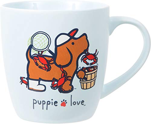 Pavilion Gift Company Bone China 17 Oz Mug-Puppie Love Beach Dog, Blue