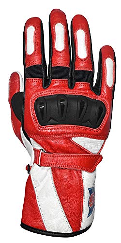Universe Archery BAR Polaris Leather Touring Gloves for Women with Reinforced Heel and Hard Knuckle Protectors Red (Small)