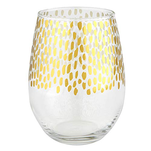 Creative Brands Santa Barbara Design Studio Table Sugar Stemless Wine Glass, 17-Ounce, Gold + Clear