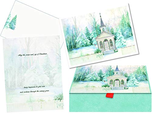 LPG Greetings Performing Arts Keepsake Box, Full Color Inside Designs Church in Winter Stationery Paper, 87140-14