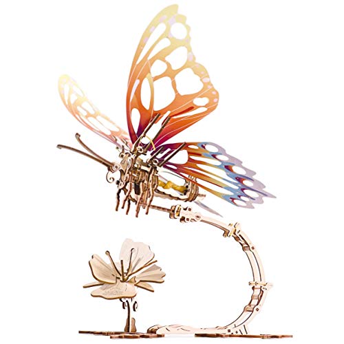 Ukidz Butterfly 3D Mechanical Model Self-Assembling, Wooden Miniature, DIY Set, Wooden Box, Brainteaser