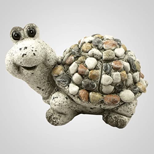 Lipco Poly Stone Pebble-Stone Garden Turtle Figurine, 6.5-inch Length, Outdoor Decoration
