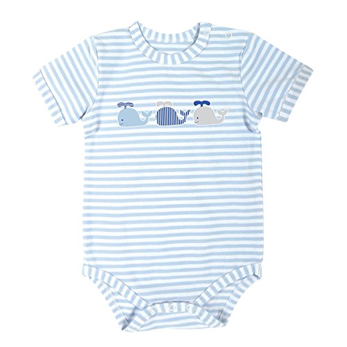 Creative Brands Stephan Baby Blue Stripe Snapshirt-Style Diaper Cover, Three Little Whales, 6-12 Months
