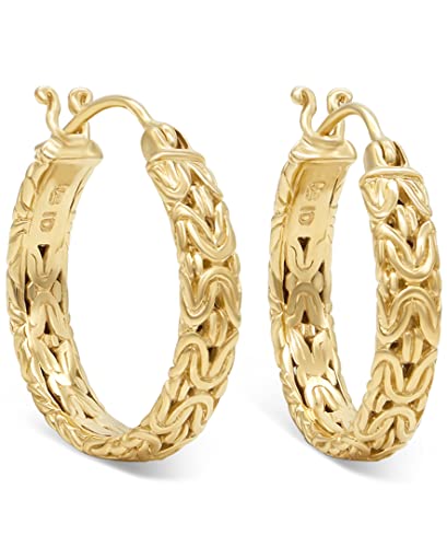 18K Gold Plated Sterling Silver 925 DEVATA Bali Byzantine 25mm Hoop Earrings DHN3338MM