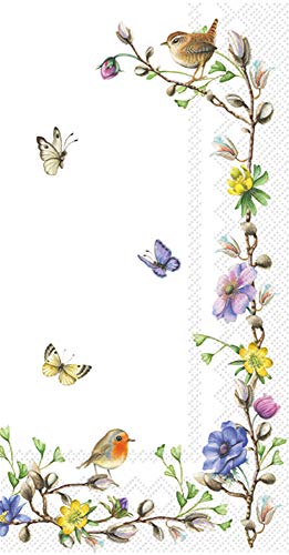 Boston International IHR 3-Ply Guest Towel Buffet Paper Napkins, 8.5 x 4.5-Inches, Easter Flowers