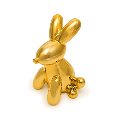 Made By Humans Balloon Money Bank Bunny, Cool and Unique Ceramic Piggy Bank with High-Gloss Finish (Light Gold)