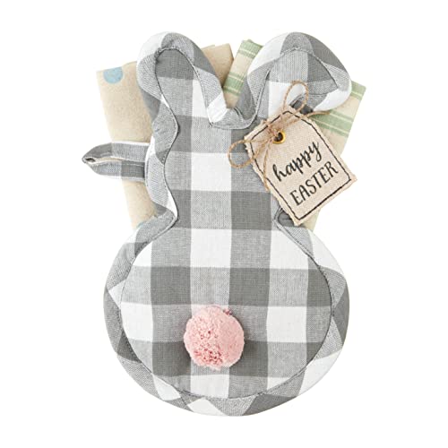 Mud Pie Bunny Tail Pot Holder And Towel Set, 12-inch