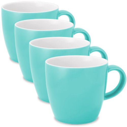 FORLIFE Uni Tea/Coffee Cup with Handle (Set of 4), 11 oz, Turquoise