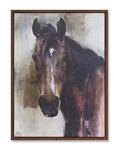 Melrose Canvas Horse Canvas with Brown and White Finish 82167DS