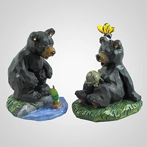 Lipco Poly Resin Bear at Play Figurine, Set of 2, 4-inch Height, Tabletop Decoration