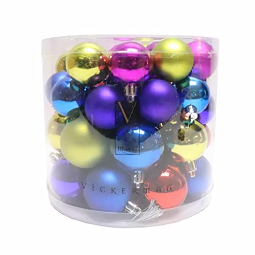 Vickerman 24713 - 1.5" - 2" Multi-Color Shiny Matte Ball Christmas Tree Ornament (50 pack) (N112200A)