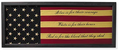 K&K Interiors B2065 45 Inch Black Wood Framed Courage Print, Red,White,Blue