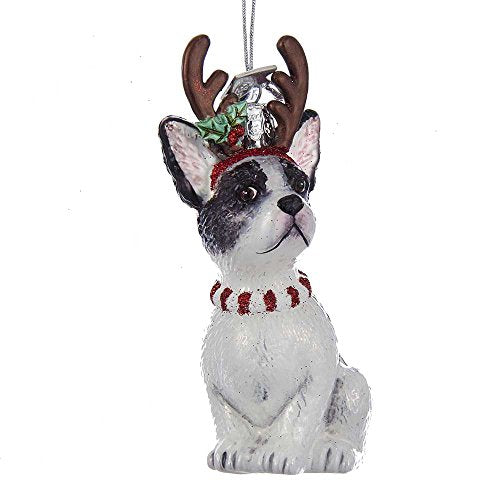 Kurt Adler Kurt S. Adler Noble Gems French Bulldog with Antlers Glass Ornament