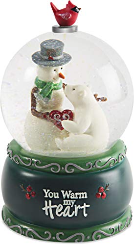 Pavilion Gift Company Snowman & Polar Bear-Green Musical Snow Globe Plays Have Yourself A Merry Little Christmas You Warm My Heart