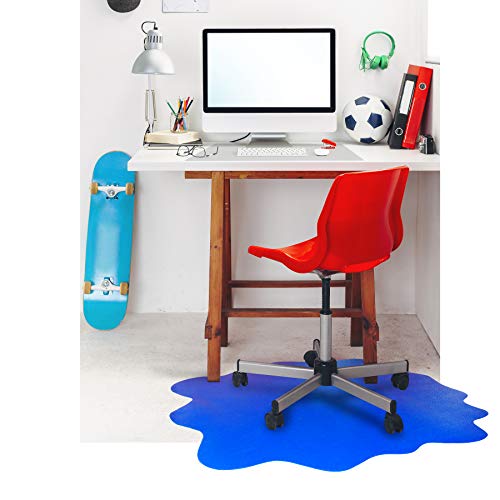Floortex Multi-Purpose High Chair/Play Mat for Hard Floors, Smooth Back, 40" x 40" (Maximum), Caribbean Blue (FC124040PBV)