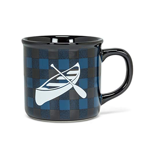 Abbott Collection  Home 27 Canoe Check Mug, 4" high, Black/blue
