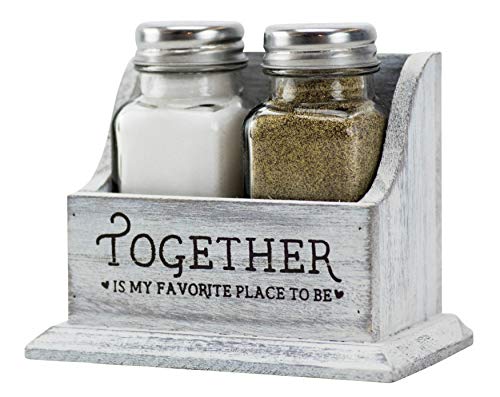 Boston Warehouse Glass & Wood Salt & Pepper Shaker Set
