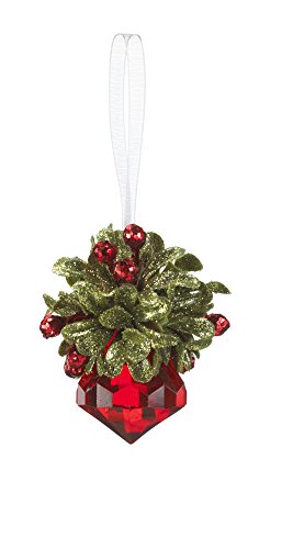 GANZ 2.5" Kyrstal Kiss Ball Ornament, Tiny Mistletoe Jewel, Red  - Wedding Acrylic Kissing Crystal- KK235