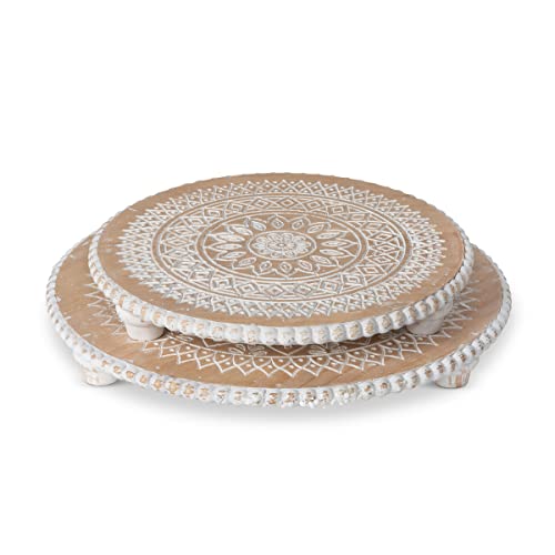 Park Hill Collection EAW20525 Dreamcatcher Pattern Wooden Chargers, Set of 2