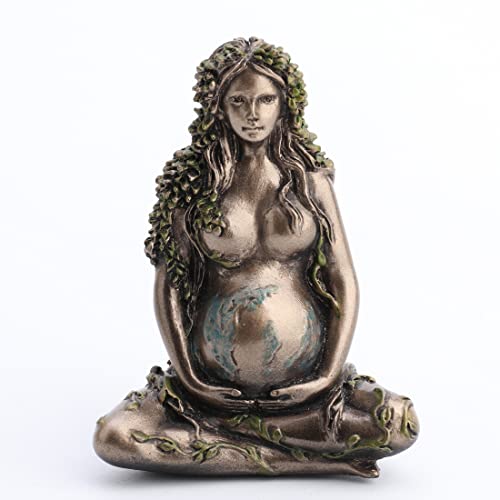 Veronese Design Mother Earth Gaia Sitting Lotucs Pose Painted Bronze Finish Resin Figurine