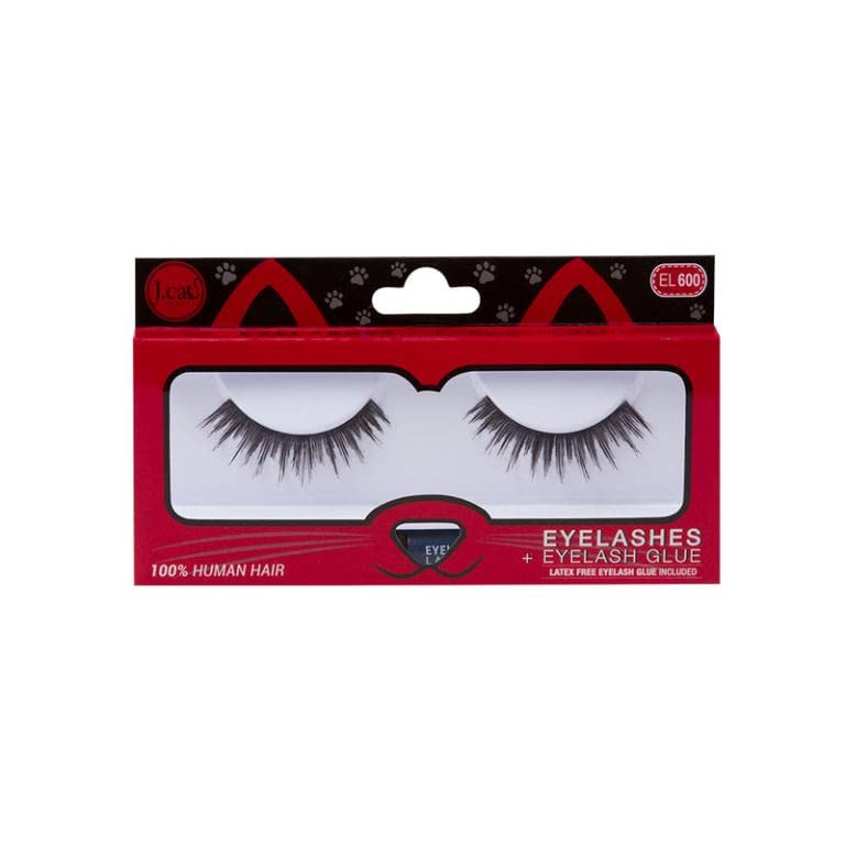 J.Cat Beauty Beauty Eyelashes + Eyelash Glue (EL 600) a Pack Of ( 2 BOX )