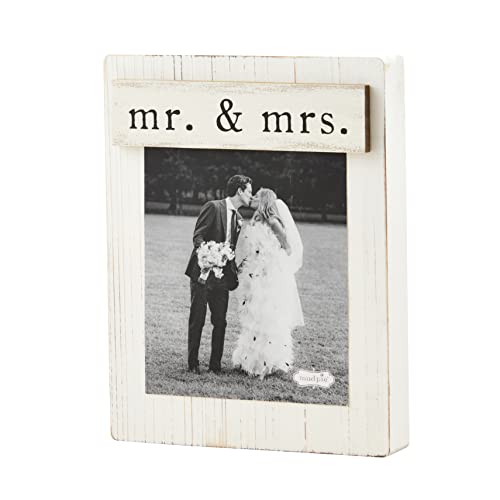 Mud Pie Mr and Mrs Magnetic Block Picture Frame, 9 x 7, White