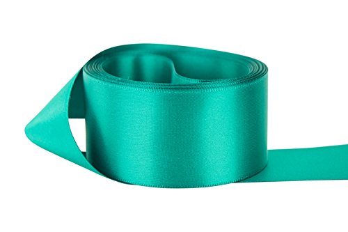 Ribbon Bazaar Double Faced Satin Ribbon - Premium Gloss Finish - 100% Polyester Ribbon for Gift Wrapping, Crafts, Scrapbooking, Hair Bow, Decorating & More - 5/8 inch Jade 50 Yards