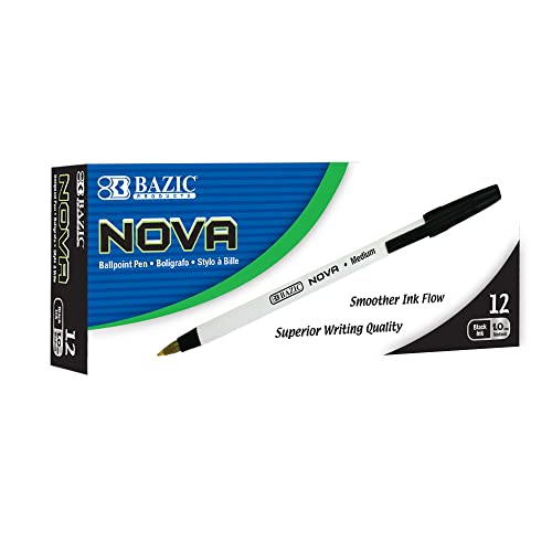 BAZIC Nova Black Color Stick Pen (12/Box)