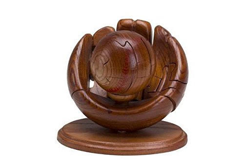 CHH 6140 4.5 Inch Wooden Baseball and Glove 3D Puzzle, Dark Wood Finish