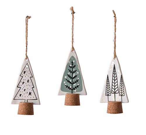 Ganz MX180806 Patterned Tree Ornaments, Set of 3, 5 Inches Height, Multicolor