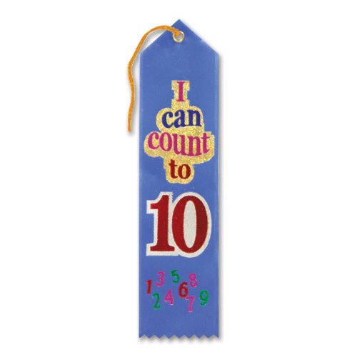 Beistle I Can Count To Ten Ribbon Award, Multicolor - 1pack