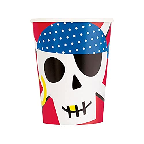 Unique Industries Colorful Pirate Skull Paper Cups (8 Pcs) - 1 Pack