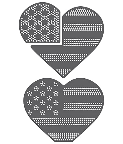 Rhinestone Genie American Flag Heart 8"-Red, White & Blue Magnetic Rhinestone Template, Black