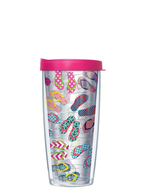 Freeheart Summer Flip Flops w/ Hot Pink Lid Tumbler Cup 16 Oz | Fantastic Temperature Retention, Thermal Insulated! Dishwasher and Microwave Safe | BPA Free| Great Gift Idea