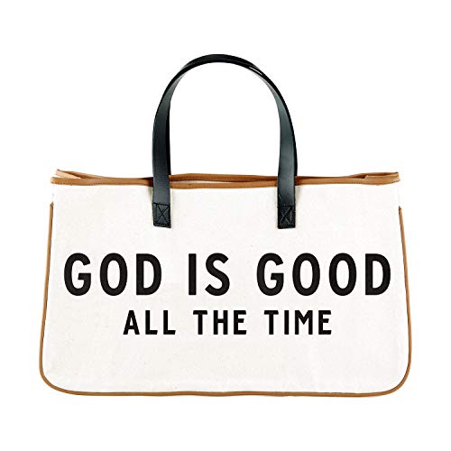 Creative Brands Faithworks-Inspirational Large Canvas and Leather Tote, 20 x 11-Inch, God is Good