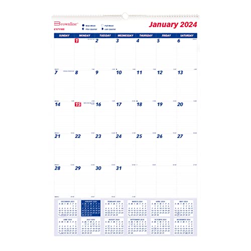 Rediform Brownline Monthly Wall Calendar, 30-inch Height