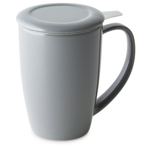 FORLIFE Curve Tall Tea Mug with Infuser and Lid 15 ounces, Gray