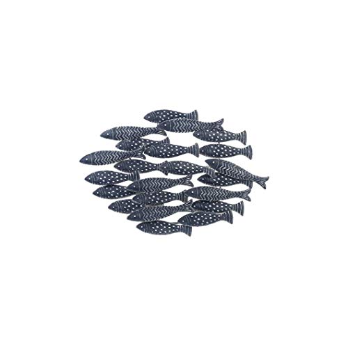 Ganz CB176661 Navy Embossed School of Fish Wall Decor, 33-inch Width, Metal